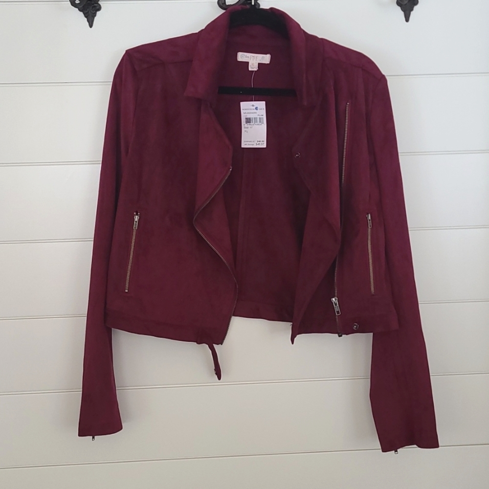 NWT Plum LoveFire Faux-Suede Moto Jacket XL